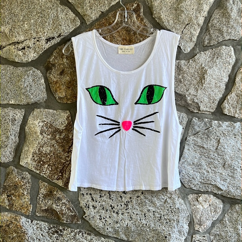 NWOT The Clas-sic Sparkle Cat Crop Tank Top